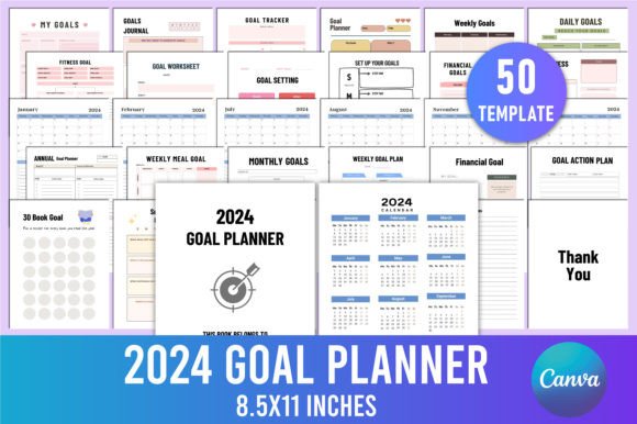 Download Editable 2024 Goal Planner for Canva - Canva Collection