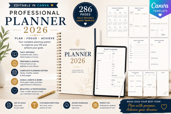 Download Professional Planner Canva Template | 28 - Canva Collection