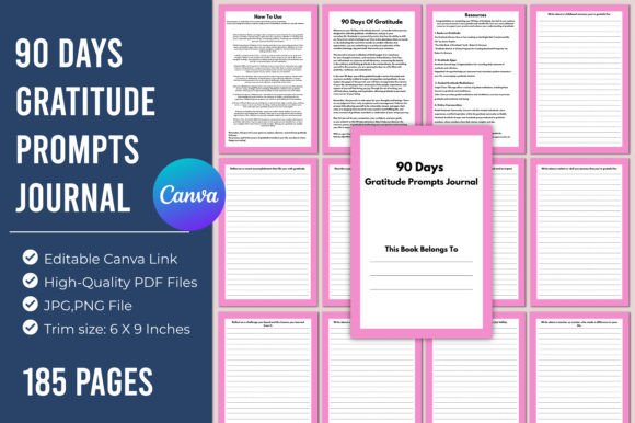 Download 90 Days Gratitude Prompts Journal Canva - Canva Collection