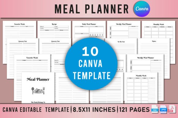 Download Editable Meal Planner Bundle for Canva - Canva Collection