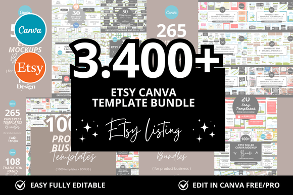 Download 3.400+ Etsy Canva Bundle + Bonus - Canva Collection