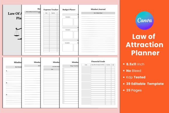 Download Law of Attraction Planner Canva Interior - Canva Collection
