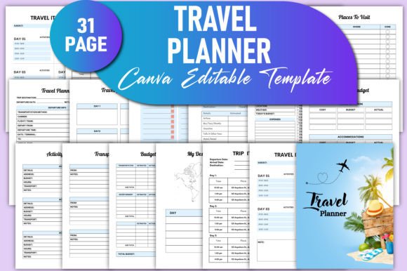 Download Editable Travel Planner Canva KDP - Canva Collection