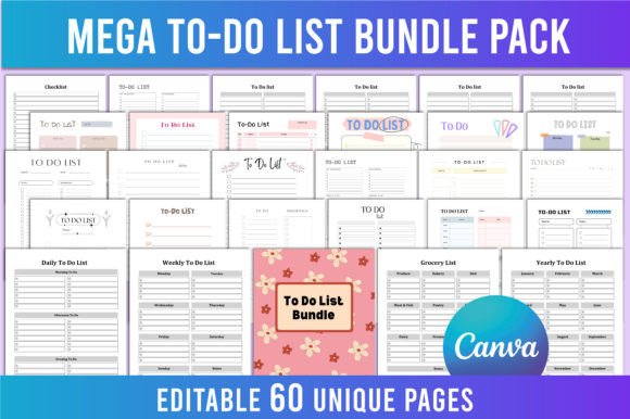 Download Editable Mega to Do List Bundle Pack KDP - Pack Collection