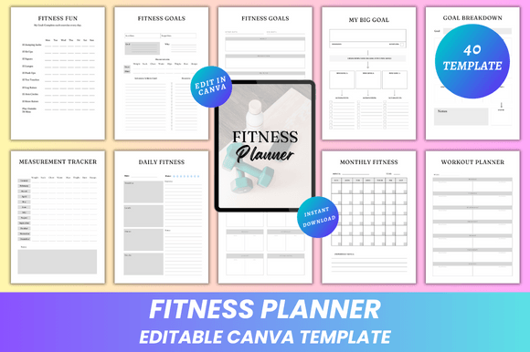 Download Fitness Planner Canva KDP Interior - Canva Collection
