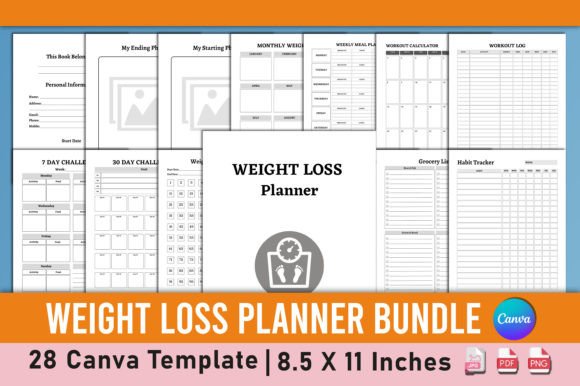 Download Weight Loss Planner Bundle Canva - Canva Collection