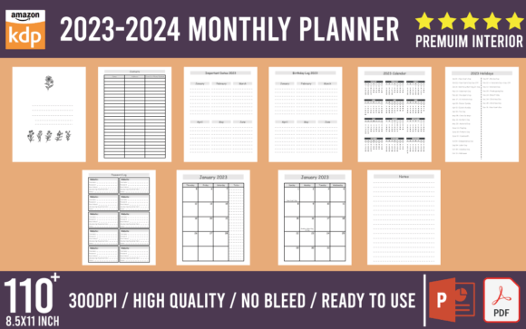 Download 2023 2024 Monthly Planner and Calendar - Monthly planner Collection