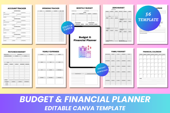 Download Budget &amp; Financial Planner Canva KDP - Canva Collection