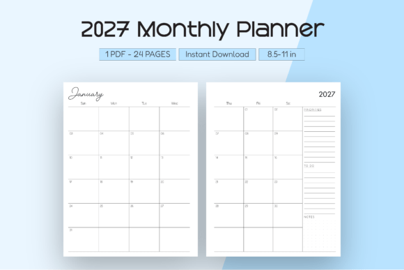 Download 2027 Monthly Planner - Monthly planner Collection