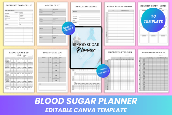 Download Blood Sugar Planner Canva KDP Interior - Canva Collection