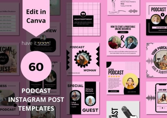 Download 60 Podcast Social Media Canva Templates - Canva Collection