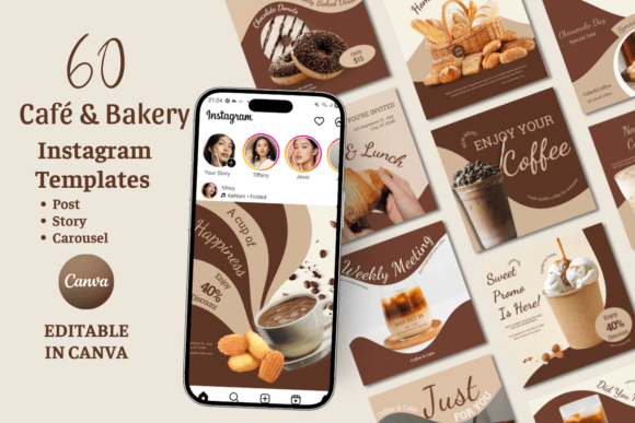 Download Bakery&amp;Coffee Instagram Canva Templates - Canva Collection