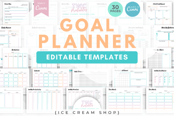 Download Goal Planner Canva Templates | ICE CREAM - Canva Collection