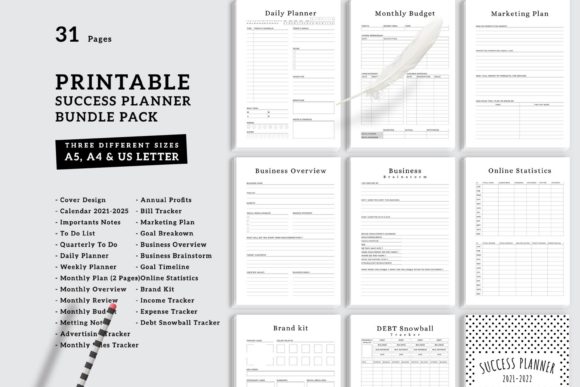 Download Printable Success Planner Bundle Pack - Pack Collection