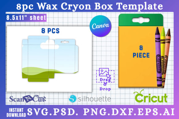 Download 8pc Wax Cryon Box SVG &amp; Canva Templates - Canva Collection