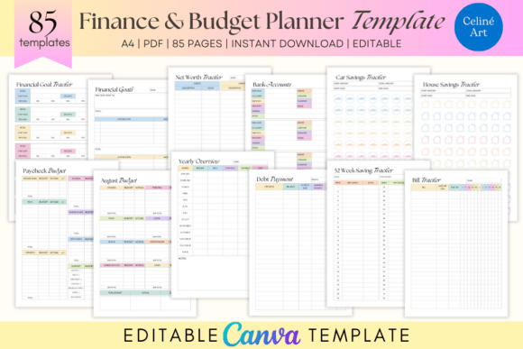 Download Editable Finance &amp; Budget Planner Canva - Canva Collection