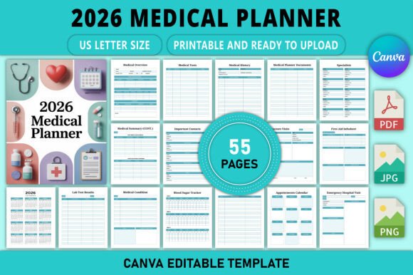 Download 2026 Medical Planner Canva Template - Canva Collection
