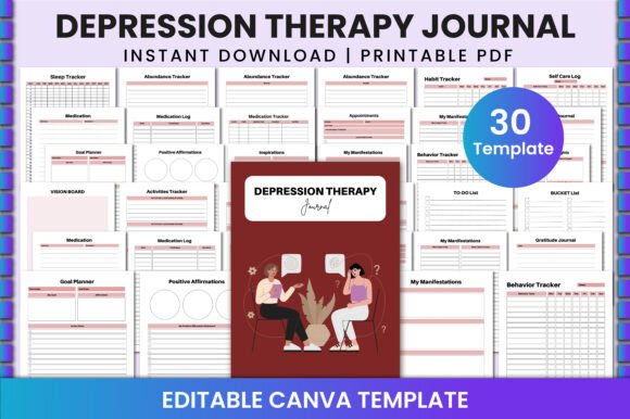 Download Depression Therapy Journal for Canva - Canva Collection