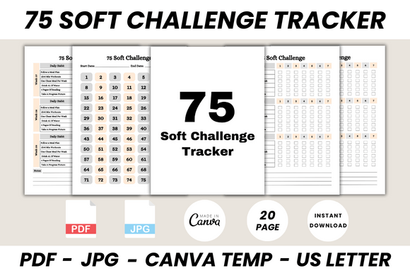 Download 75 Soft Challenge Tracker Canva Template - Canva Collection