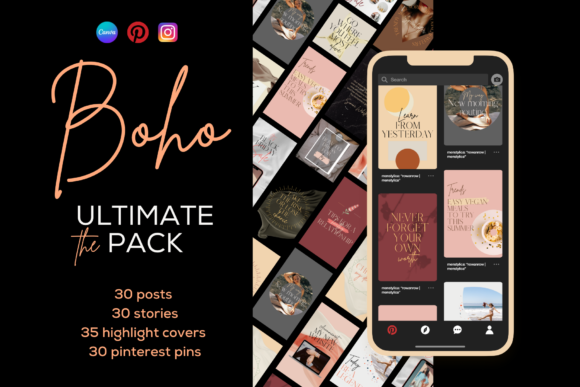 Download Boho Insta &amp; Pins CANVA Bundle - Canva Collection