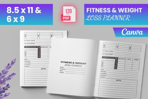 Download Fitness &amp; Weight Loss Planner Canva KDP - Canva Collection