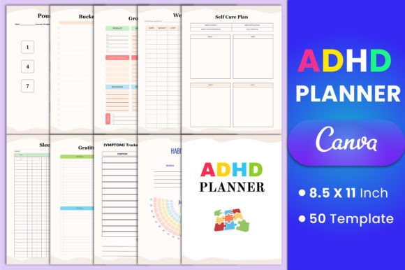 Download Editable ADHD Planner Canva Template - Canva Collection