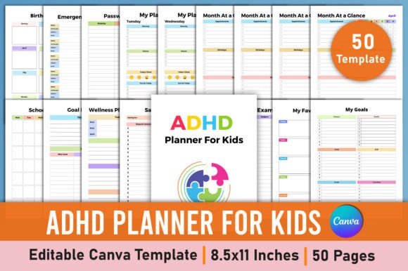 Download Editable ADHD Planner for Kids Canva - Canva Collection